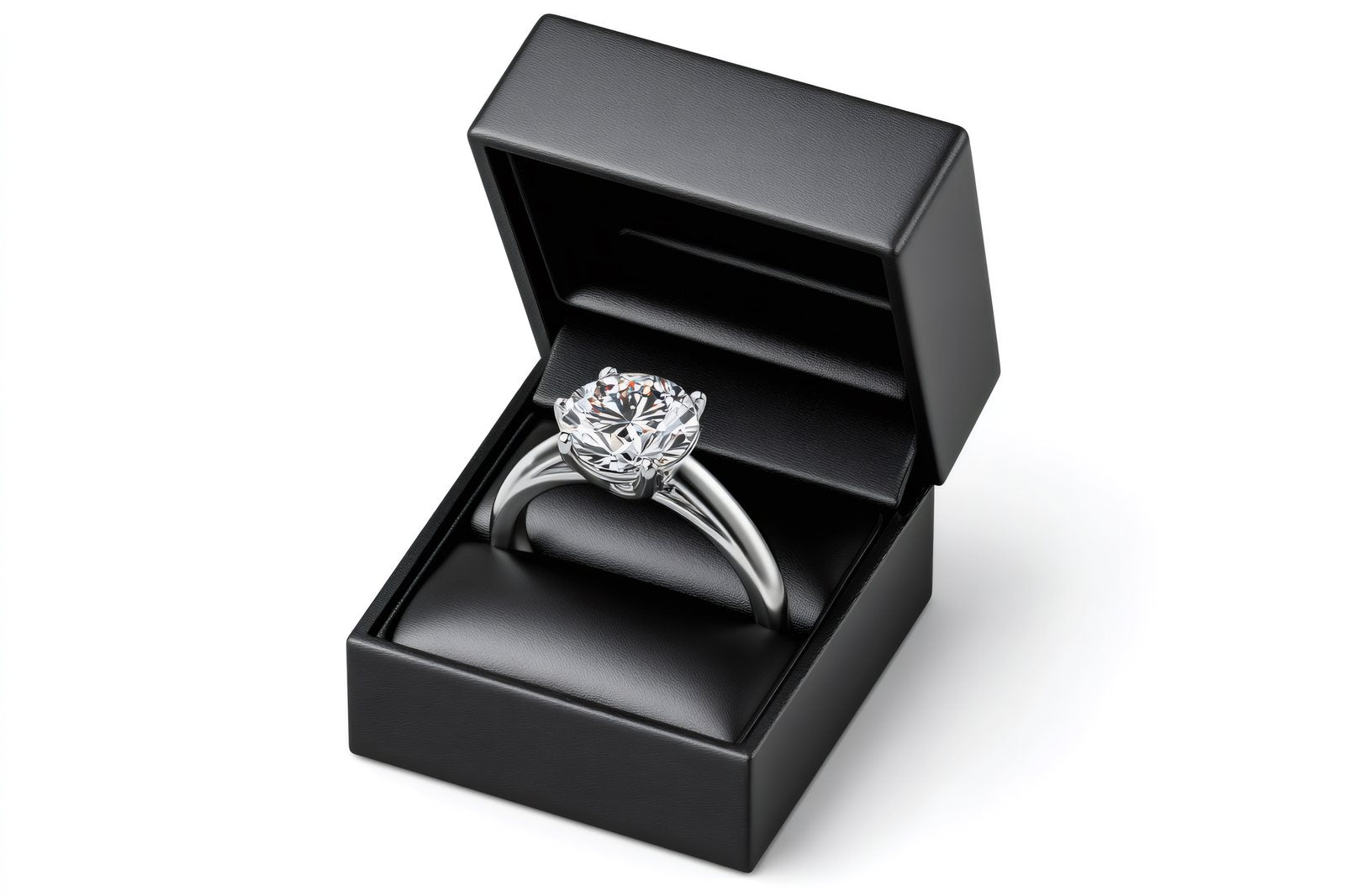 Diamond ring presented in a jewelry box